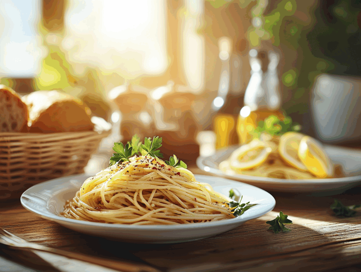 Elegant Vegan Spaghetti Aglio e Olio with Bold Flavors