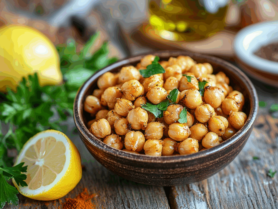 Lemon Tahini Roasted Chickpeas