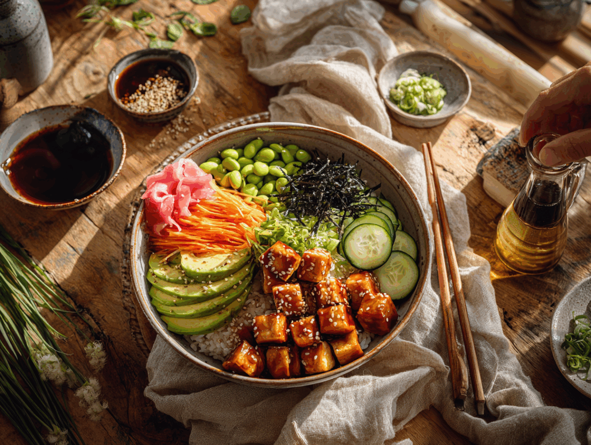 Umami-Glazed Tofu Sushi Bowl