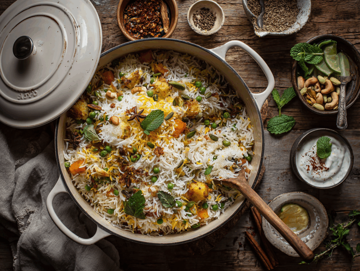 Aromatic Vegan Vegetable Biryani (Dum Style)
