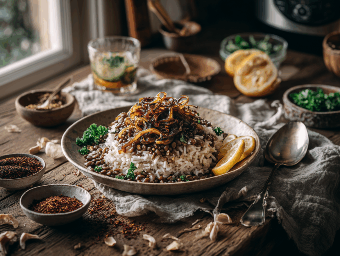 Instant Pot Mujadara (Lentils, Rice & Caramelized Onions)