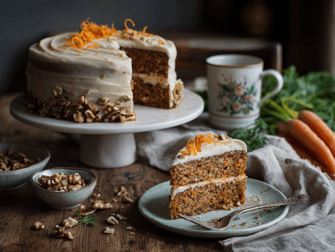 Bakery-Style Vegan Carrot Cake with Tangy Cream Cheese Frosting