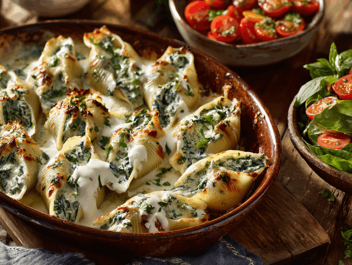 Vegan Creamy Spinach Stuffed Shells