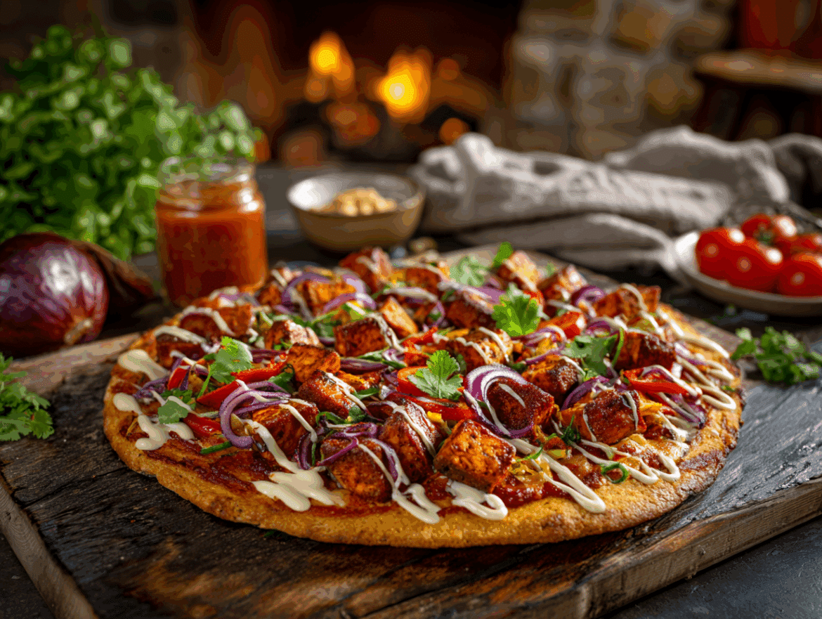 Vegan BBQ Tofu Pizza