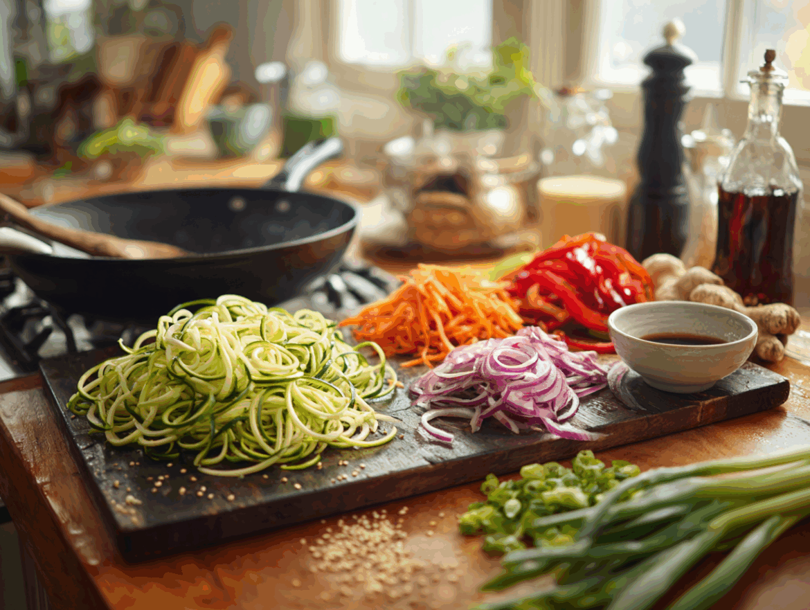 Vegan Zucchini Noodle Stir Fry