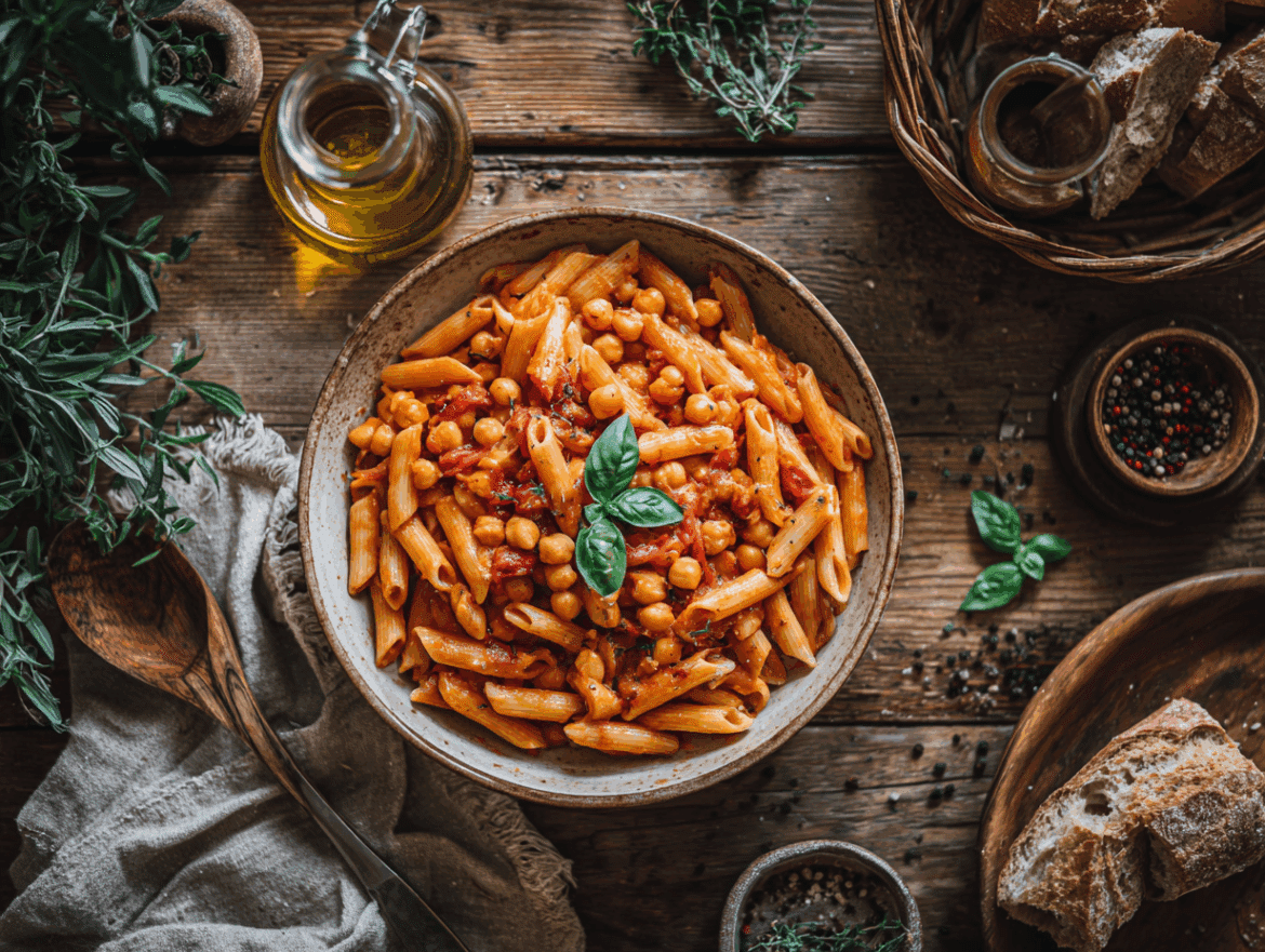 Vegan Creamy Tomato Chickpea Pasta