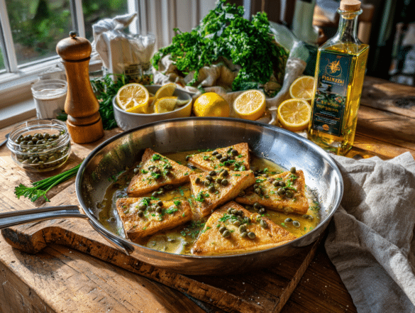 Tofu Piccata with Lemon–Caper Pan Sauce