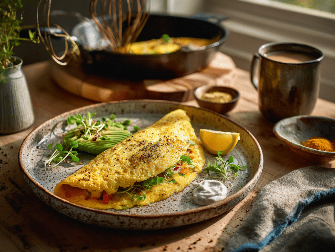 Chickpea Omelette with Herbed Vegetables