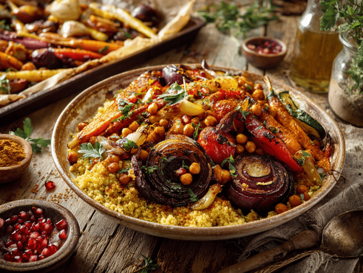 Moroccan Spiced Couscous with Roasted Vegetables