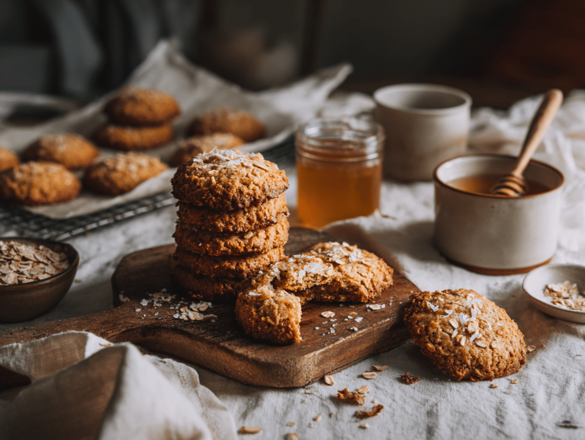 Vegan ANZAC Biscuits (Oat & Coconut Cookies)