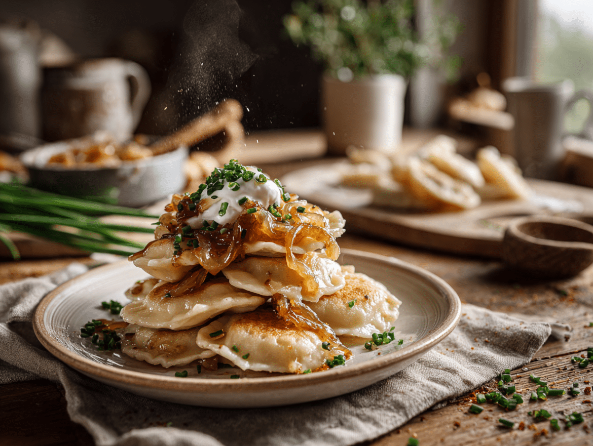 Vegan Pierogi with Potato and Caramelized Onion