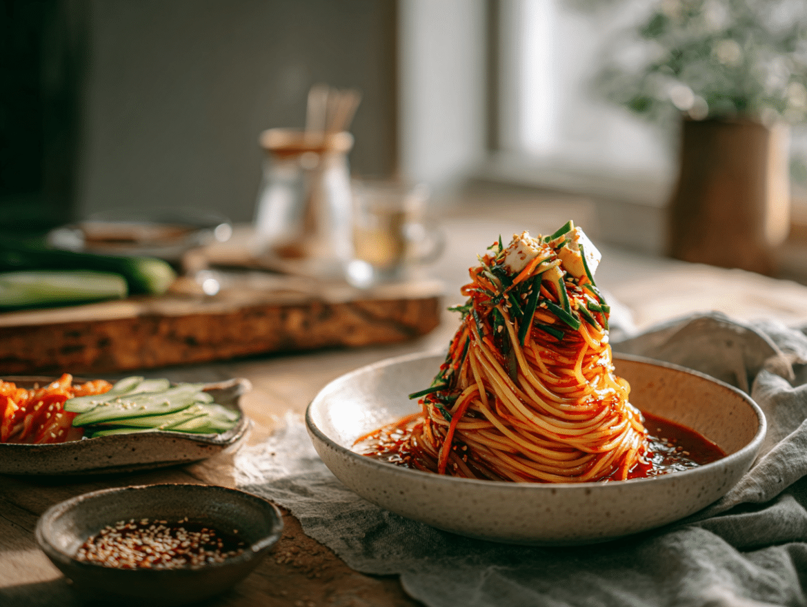 Vegan Bibim Guksu (Korean Spicy Cold Noodles)