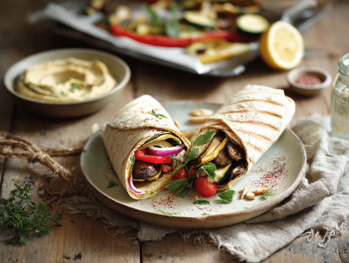 Roasted Veggie and Hummus Wrap