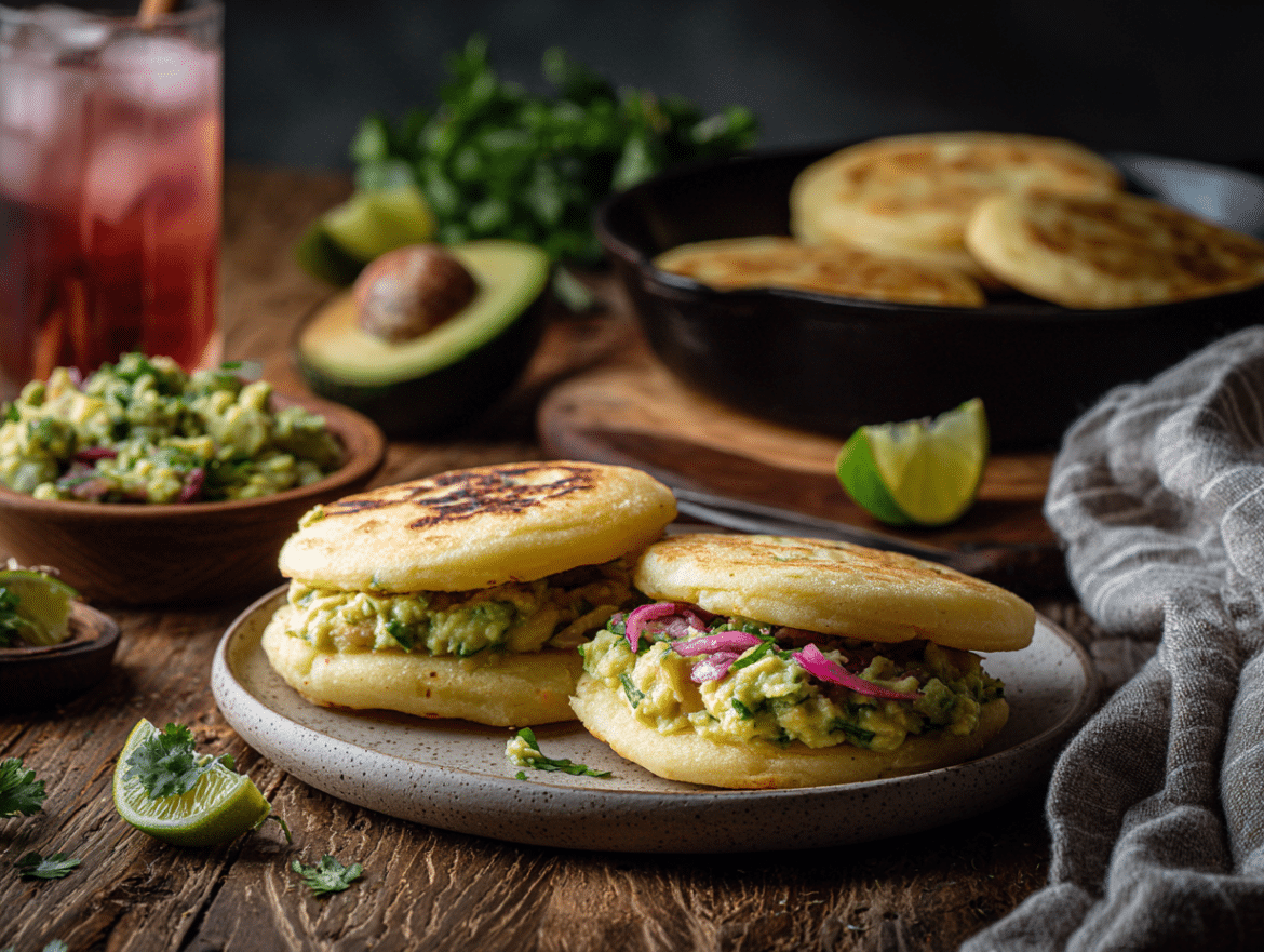 Vegan Arepas Reina Pepiada (Avocado–Chickpea Filling)