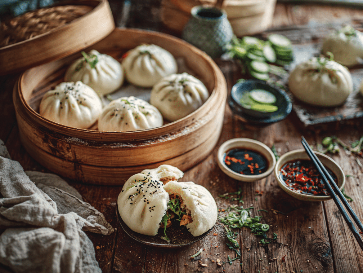 Vegan Baozi (Chinese Steamed Buns with Veggie Filling)