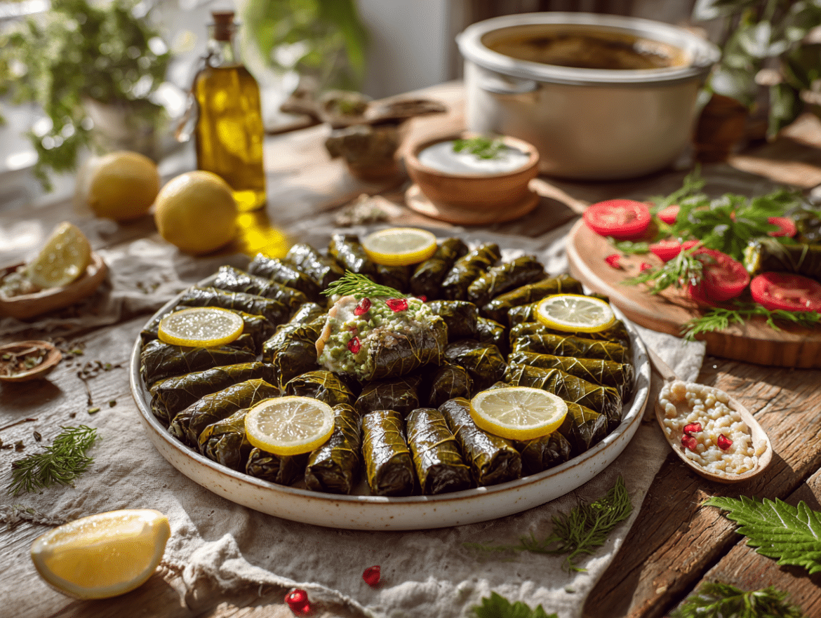 Vegan Lebanese Stuffed Grape Leaves (Warak Enab)